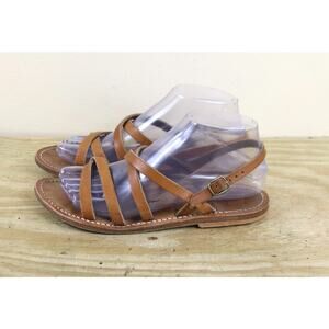 K Jacques Saint Tropez Sandals 38 Brown Leather Talara Buckle Flats Shoes